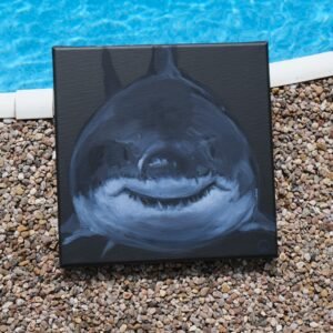 FAT WHITE SHARK ručně malovaný originál na plátně – 260816