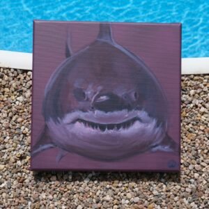 FAT WHITE SHARK ručně malovaný originál na plátně – 260814