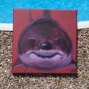 FAT WHITE SHARK ručně malovaný originál na plátně – 260820