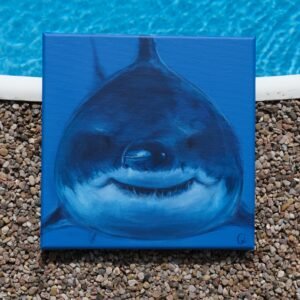 FAT WHITE SHARK ručně malovaný originál na plátně – 260807