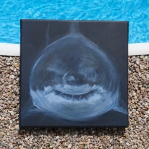 FAT WHITE SHARK ručně malovaný originál na plátně – 260803